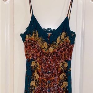Free People Boho Sundress (blue/gold floral)
